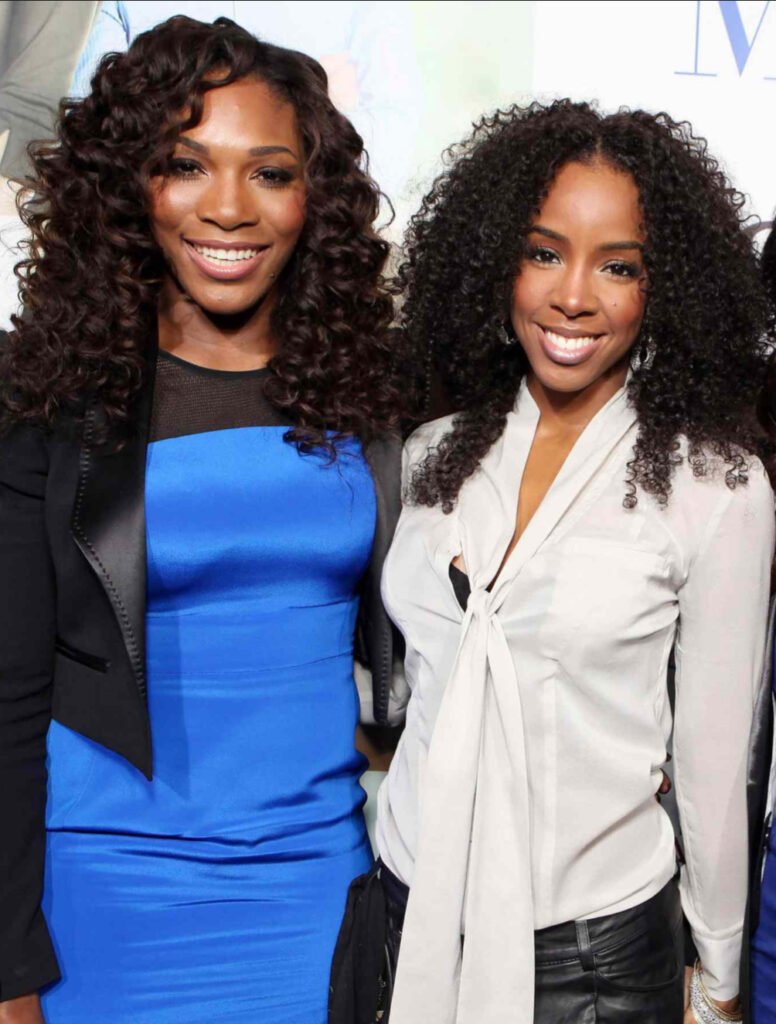 Serena Williams and Kelly speaking at a climate change rally in 2025, championing environmental action